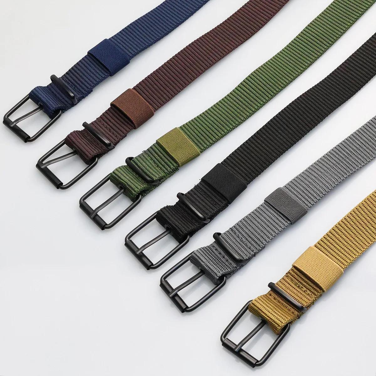 Nouvelles ceintures en toile à boucle ardillon poreuse pour hommes, ceinture polyvalente à la mode p