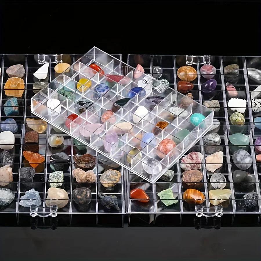 Vitrine en cristal – Boîte de rangement en plastique transparent pour la collection de pierres natur