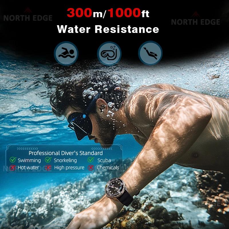 Montre de plongée solaire en titane et acier inoxydable NORTH EDGE TRITON-TI, montres à quartz de lu