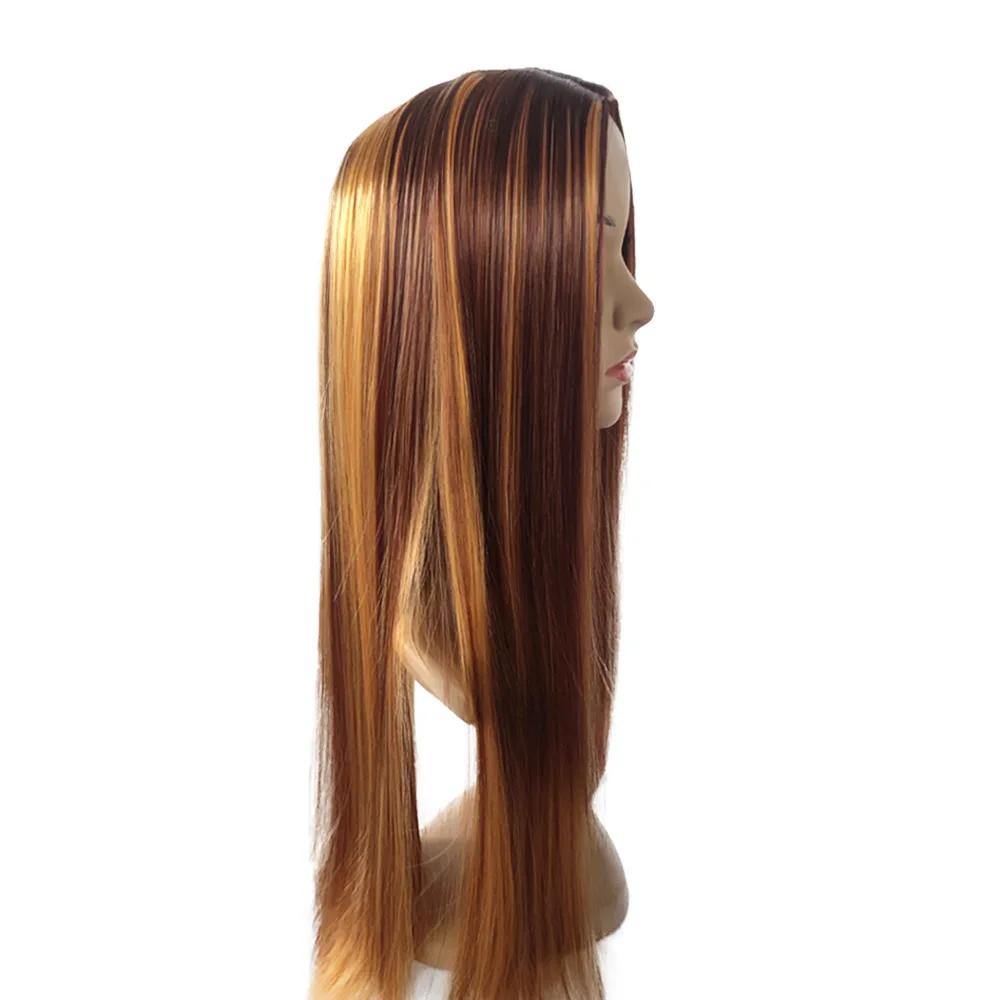 Perruque de nouveau style pour femmes, perruque de piano brune et dorée, cheveux longs et lisses ave