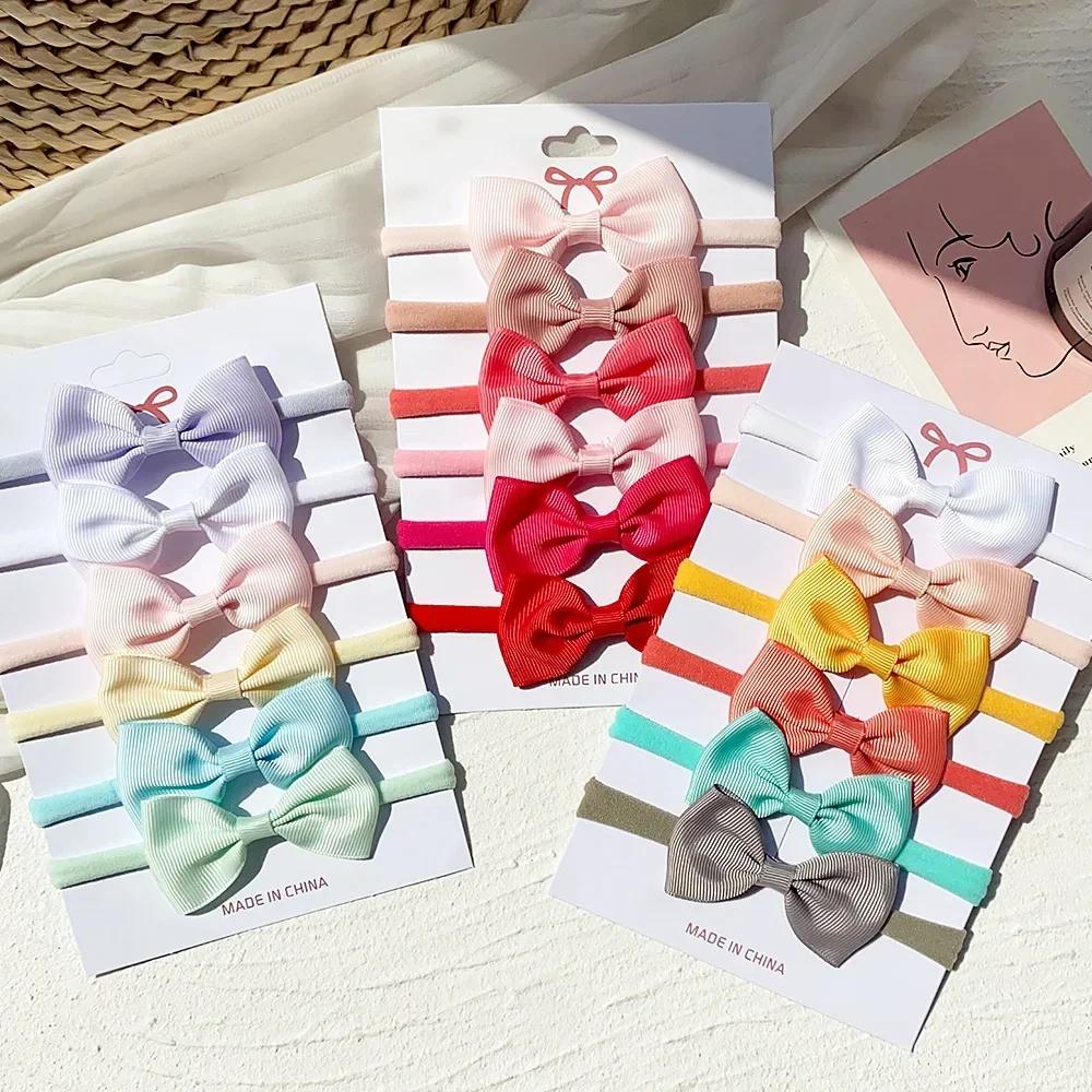 4/5/6 pièces/ensemble couleur unie enfants chapeaux élastiques bandes de cheveux pour bébé mignon ru
