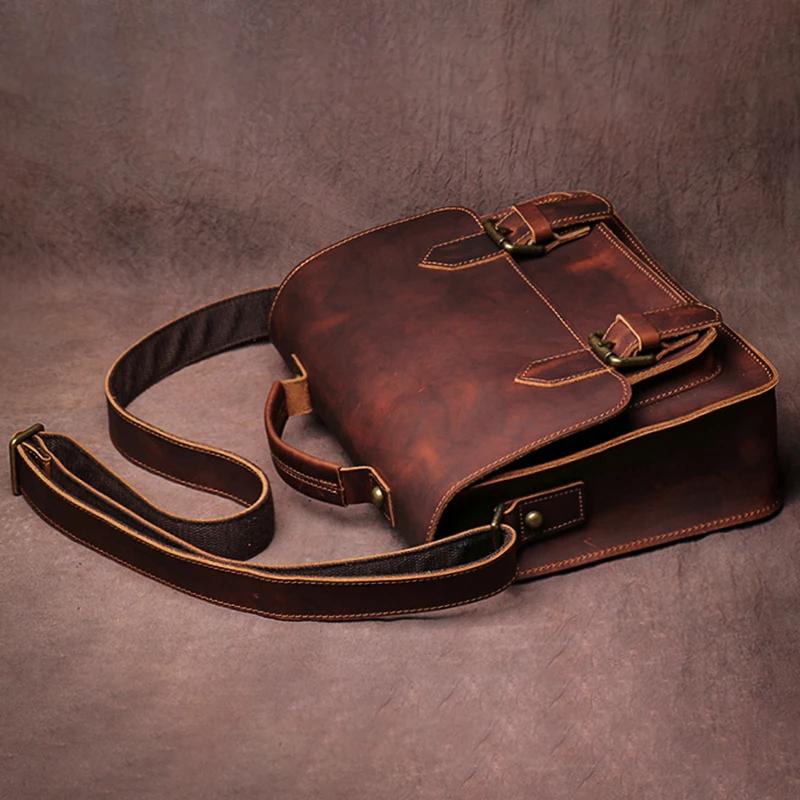 GURO-Sacs de messager rétro en cuir véritable pour hommes et femmes, sac initié, cuir de vachette na
