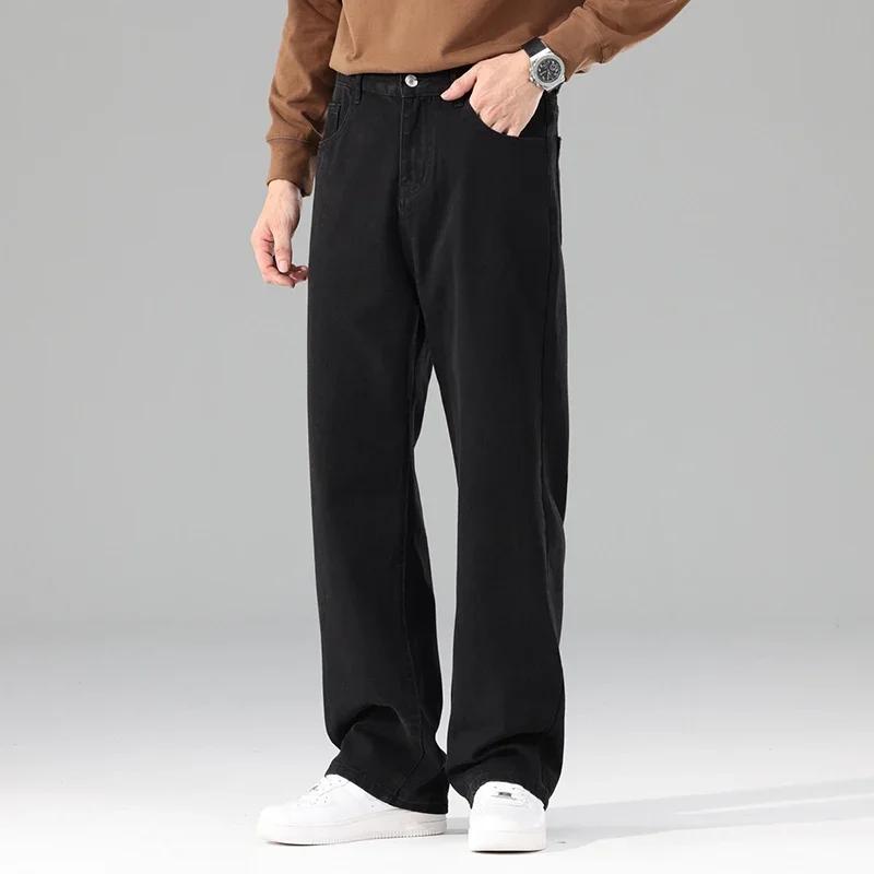 Homme flambant neuf automne jean hommes noir décontracté Baggy pantalon classique droit confortable 