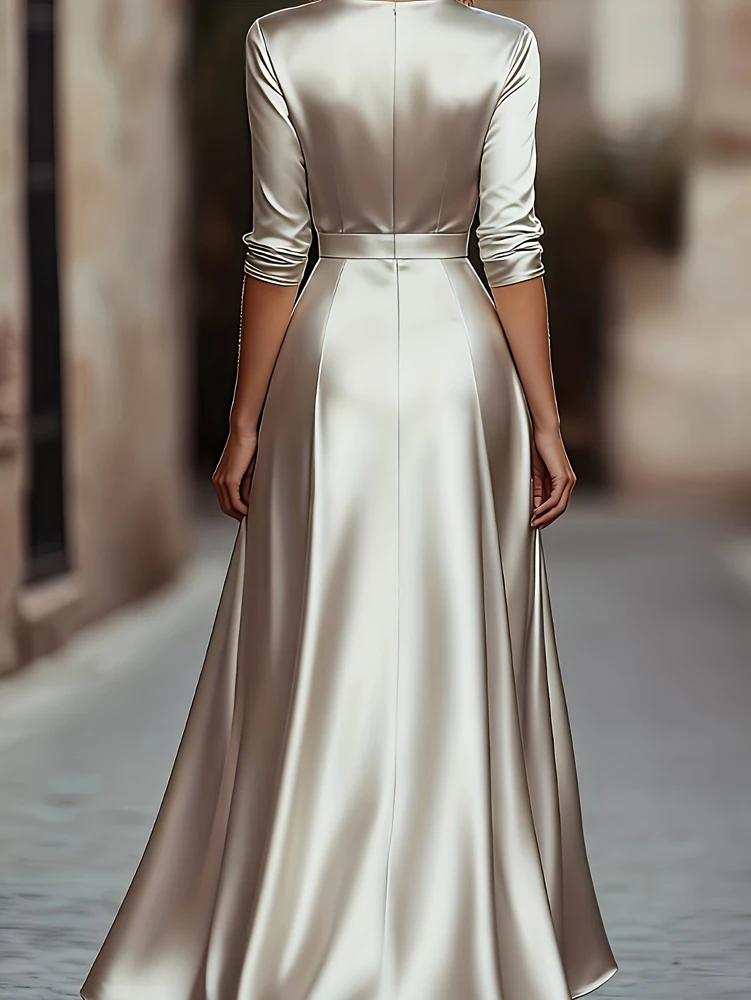 Collection Printemps/Automne : Robe de soirée élégante d'inspiration française, à col en V, à manche