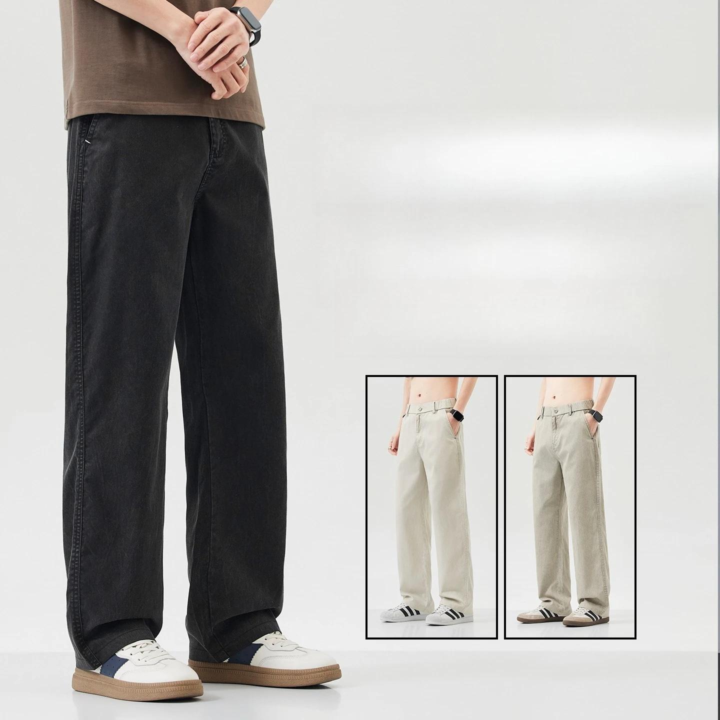Pantalon d'été de luxe pour homme en Lyocell, coupe droite ample, style streetwear, jambe large, res