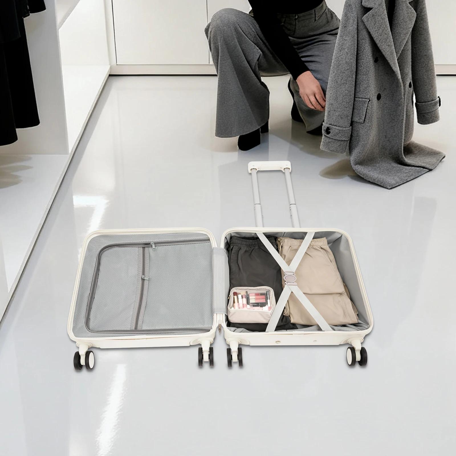 Valise cabine ABS 18 pouces avec ouverture frontale 180° °   Valise de voyage avec compartiment pour