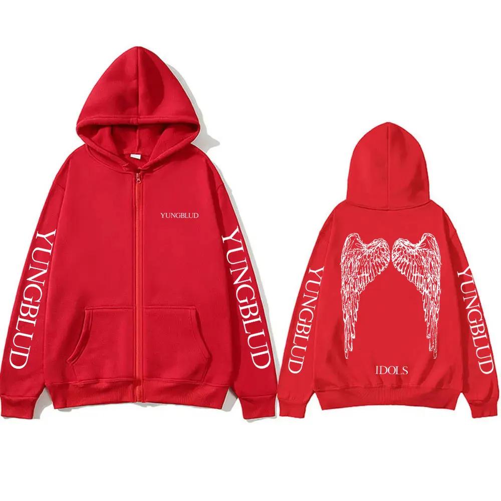 Yungblud IDOLS Wings Album Tour 2025 sweat à capuche avec fermeture éclair homme surdimensionné vest