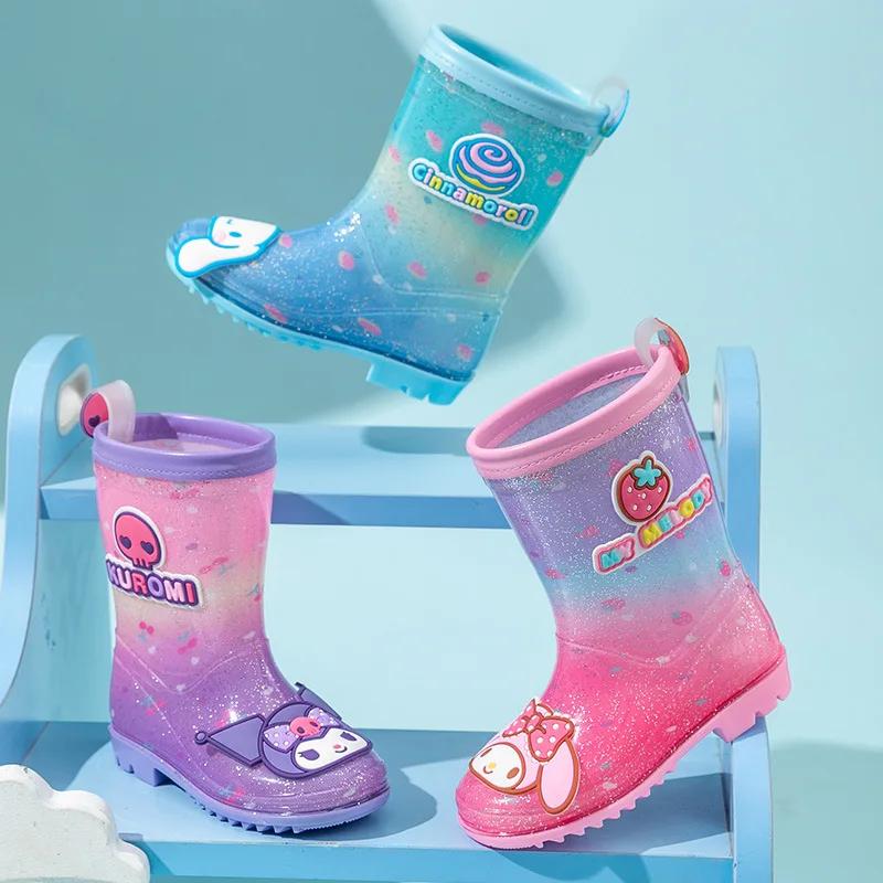 Bottes de pluie pour filles Kuromi Kitty, nouvelle collection Sanrio 2026, chaussures antidérapantes