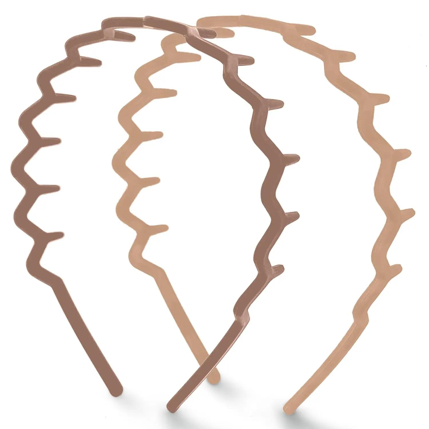 Kitsch Zig Zag Lot de 2 bandeaux antidérapants au design ondulé - Accessoires pour cheveux en plasti