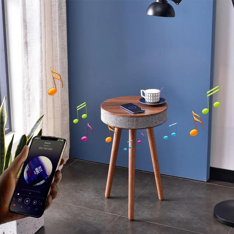 Table basse intelligente créative avec haut-parleur HIFI Bluetooth, chargement sans fil, Style nordi