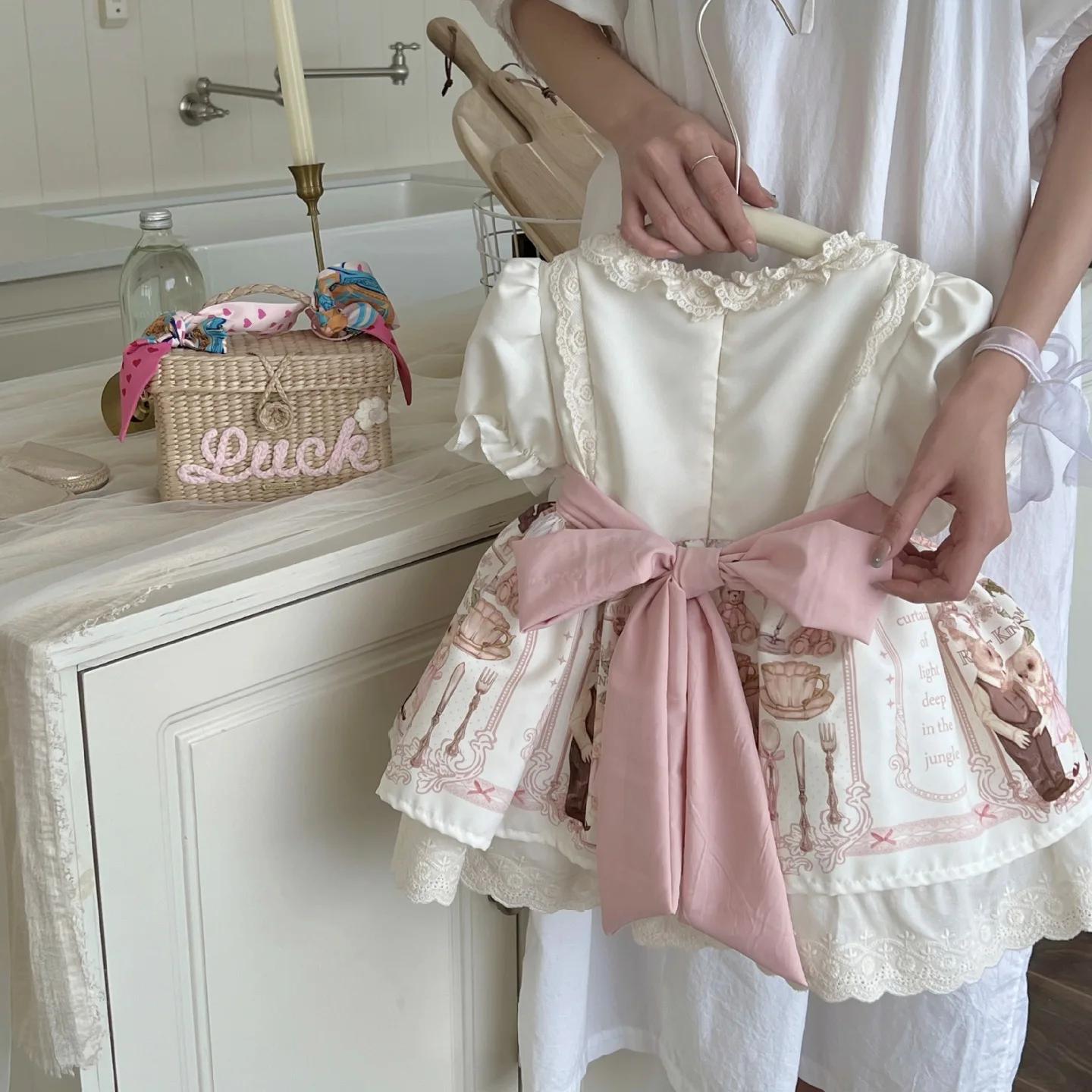 Robe d'été pour filles, nouvelle collection, manches bouffantes, princesse, style féerique, ours lol
