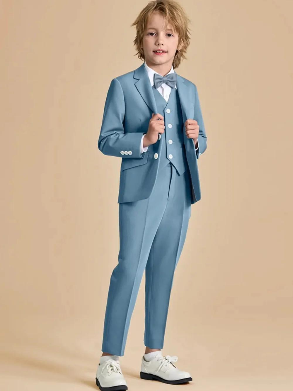 Beaux garçons Slim Fit costumes 3 pièces Piano Performance porter cranté revers enfants costume ense