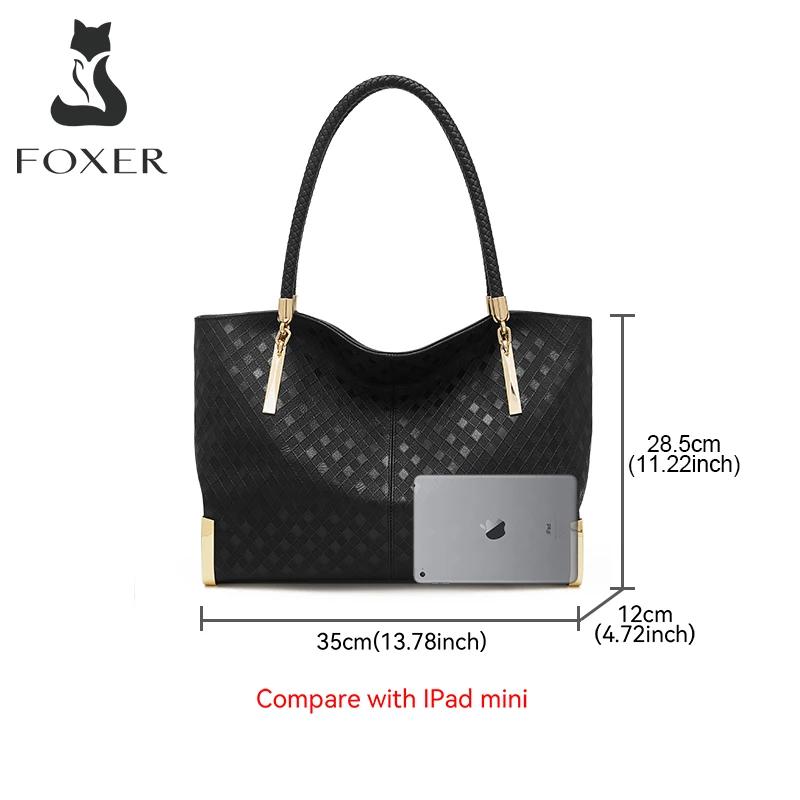 FOXER Sac à main en cuir véritable pour femme, design élégant et luxueux, sac à bandoulière pour fem