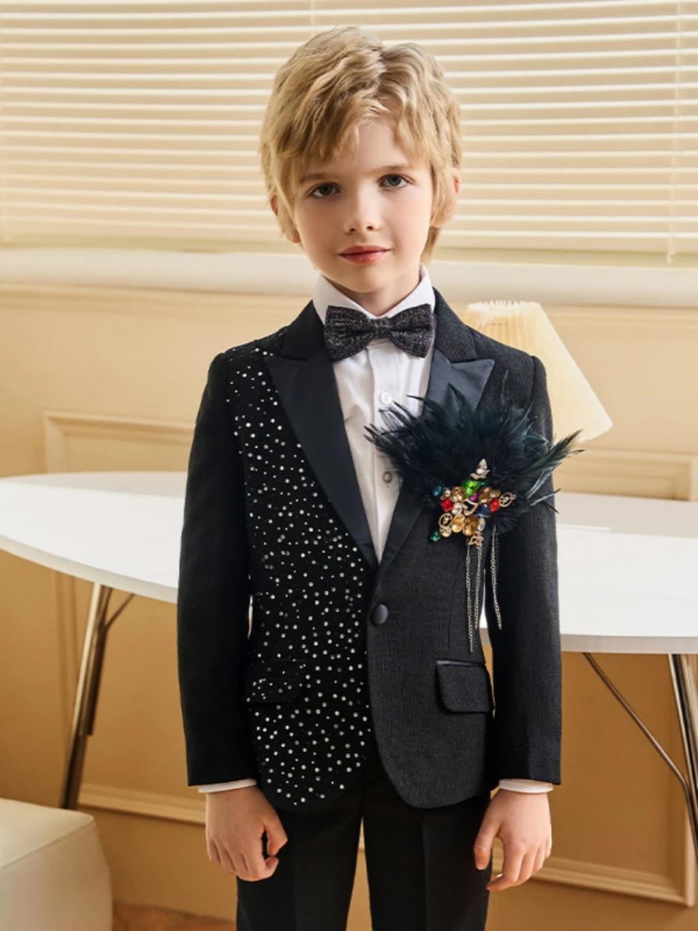 Txjojn – costumes 3 pièces en perles pour garçons, veste et pantalon avec nœud papillon, vêtements d