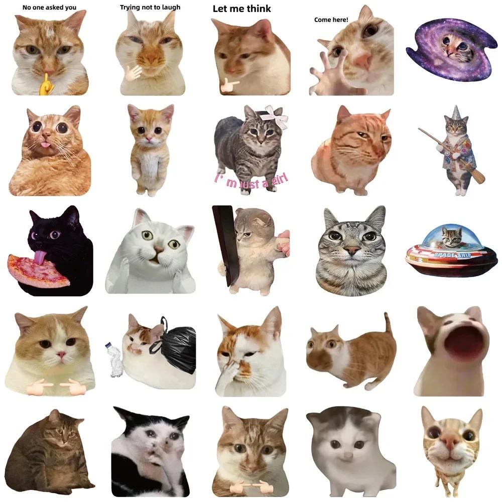 50pcs mignon drôle animaux chat Meme autocollants Kawaii dessin animé décalcomanies enfants jouets o