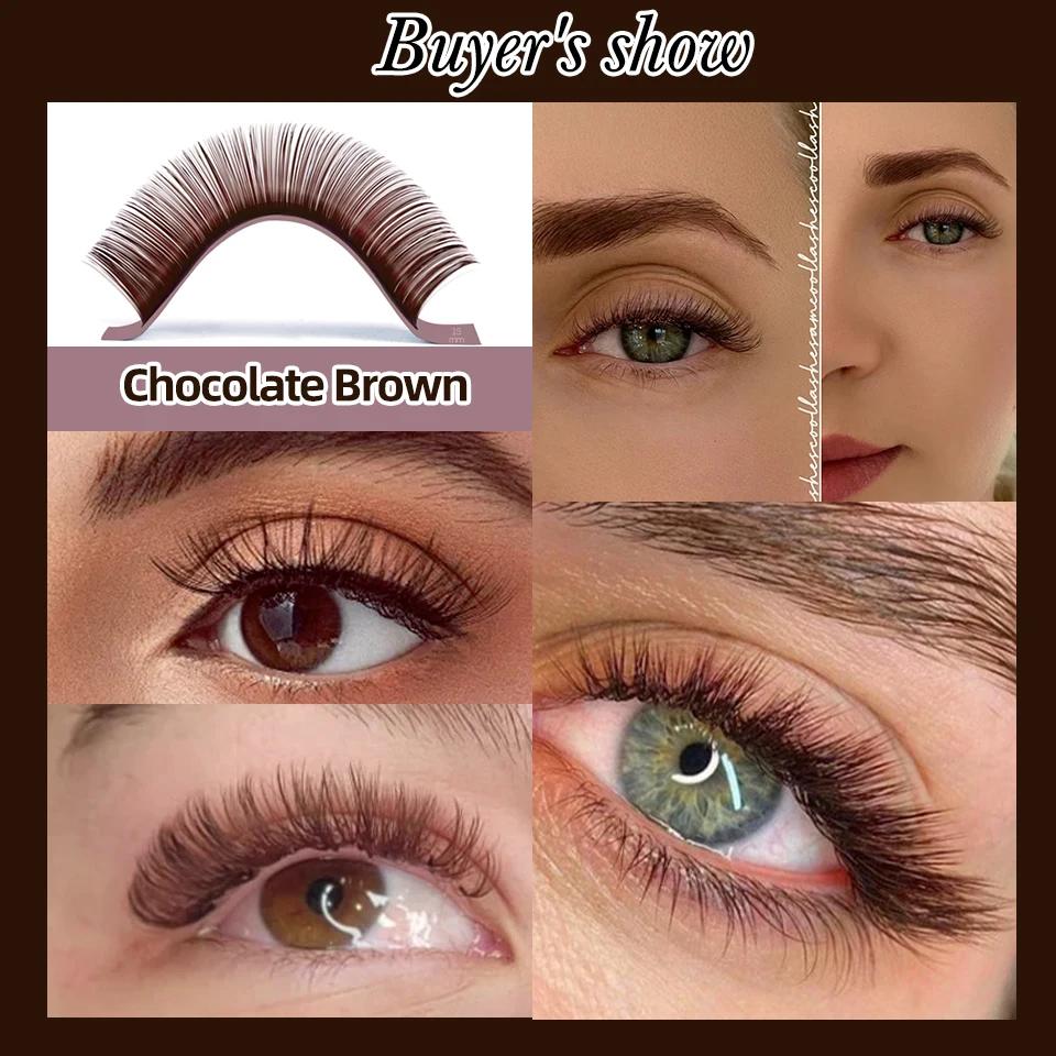 AGUUD 32 rangées couleur chocolat marron cils Premium couleur Caramel vison individuel cachemire Vol