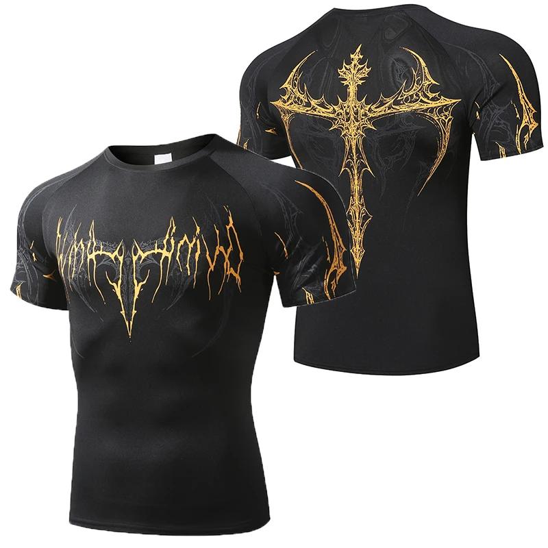 T-shirt ajusté pour homme, T-shirt de compression d'été pour homme, Hauts de fitness pour la gym, Vê