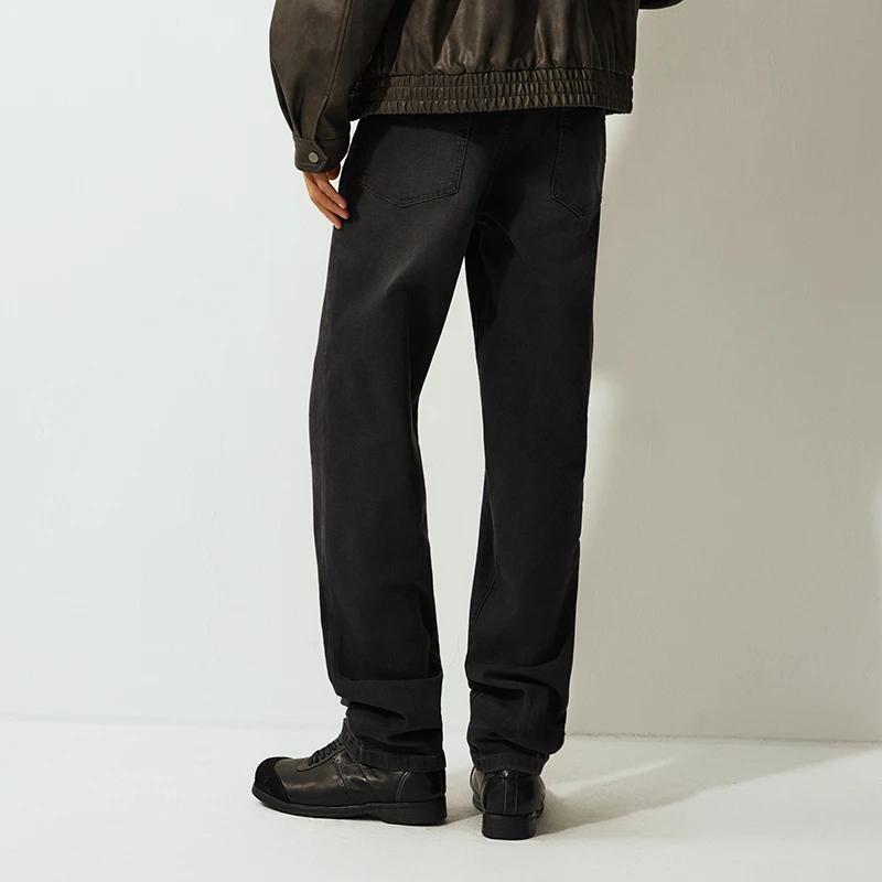Semir Senrou Denim jean hommes moustaches rétro en détresse jambe droite 2025 hiver nouveau pantalon