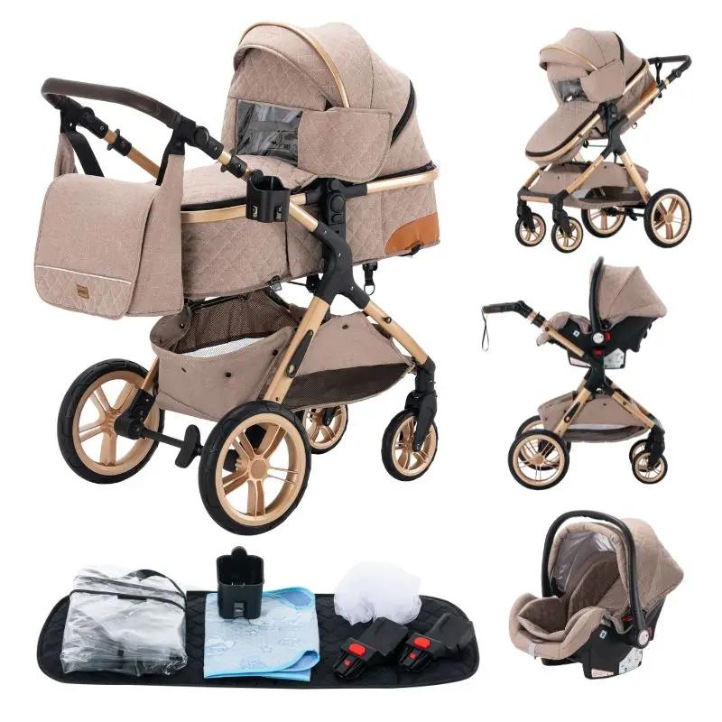 Système de poussette 3 en 1 pour bébé, poussette légère pour nouveau-nés, poussette compacte pliable
