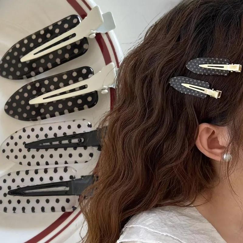 Pinces à cheveux Vintage à pois noirs et blancs, épingles à cheveux à la mode Y2K, Barrettes coréenn