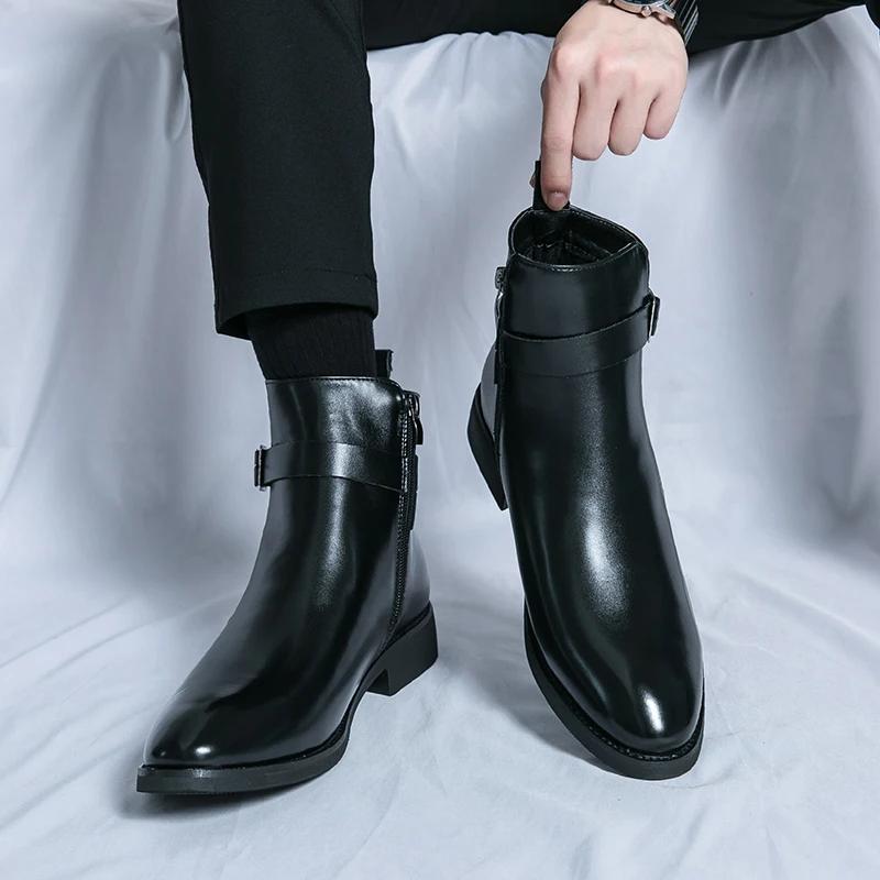 Bottines d'équitation britanniques imperméables pour hommes, chaussures montantes décontractées et p