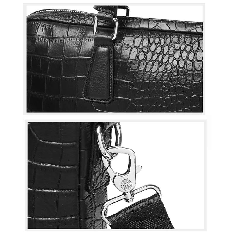 SCHLATUM véritable cuir Crocodile Grain porte-documents dur pour hommes 15.6 pouces mallette pour or