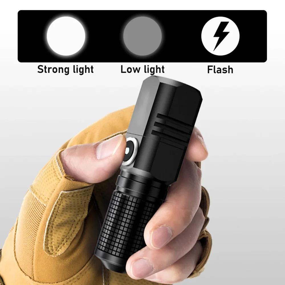 10000 Lumens Mini lampe de poche LED puissante XHP50 batterie intégrée 3 Modes Usb lampe de poche Re