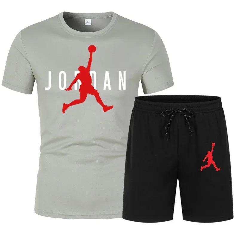 Nouvel ensemble de vêtements de sport décontractés pour hommes, T-shirt à manches courtes et col ron
