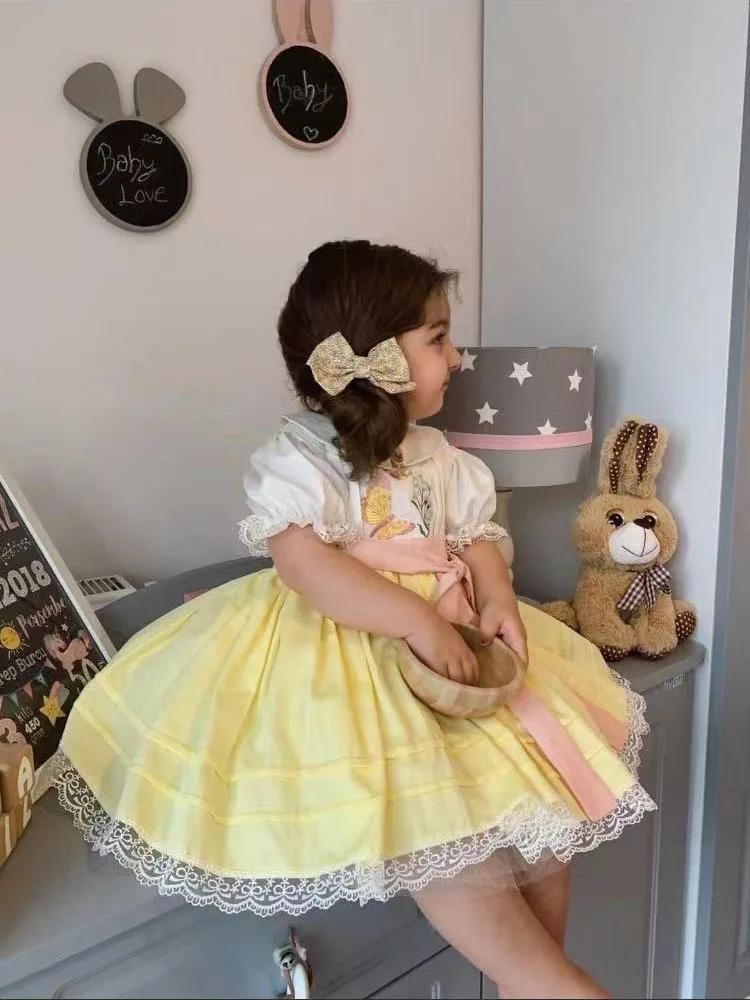 Robe d'été jaune pour bébé fille de 0 à 12 ans, broderie papillon, turque, Vintage, pour anniversair