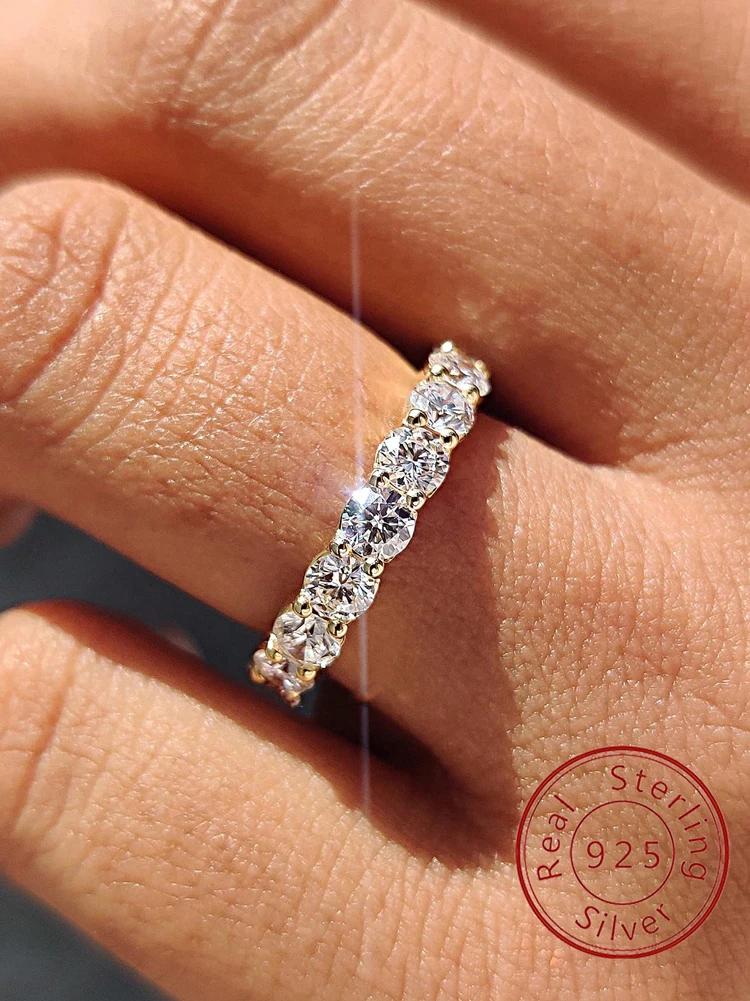 Bagues rondes en argent Sterling 925 et Zircon brillant pour femmes, magnifiques bagues de fiançaill