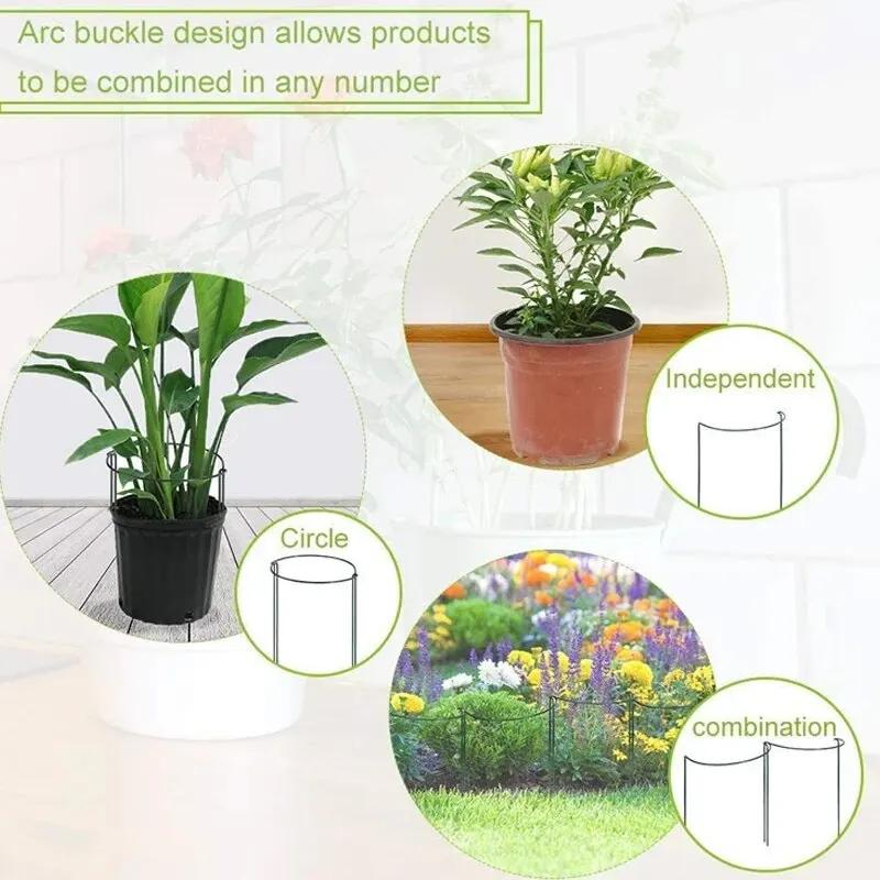 Piquets de Support pour plantes hautes, 6 pièces, Cage semi-ronde en métal pour plantes de jardin et