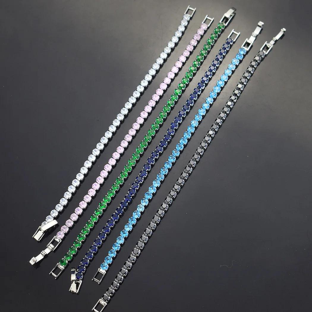 Bracelet de Tennis en Zircon Micro-incrusté de 4mm pour femmes, nouveaux hommes, accessoires de bijo