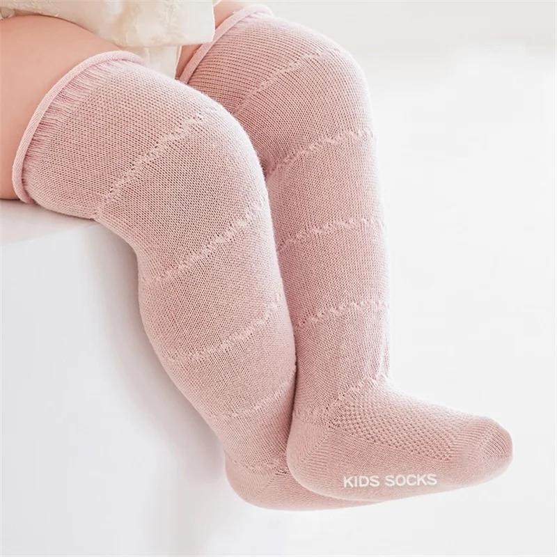 Chaussettes d'été longues ajourées pour bébé, maille respirante en coton, chaussettes hautes aux gen