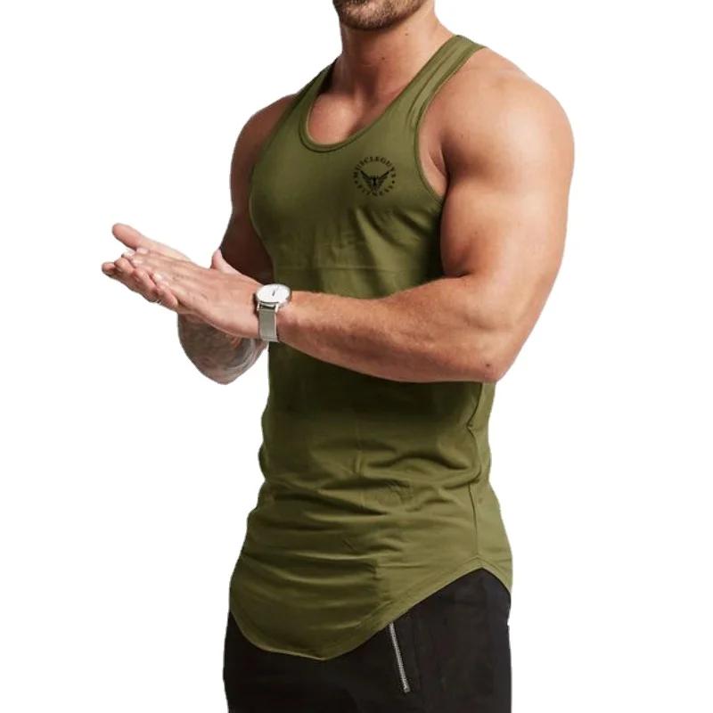 Gilet de sport d'été en coton pour hommes, T-shirt confortable à bascule, vêtements d'entraînement