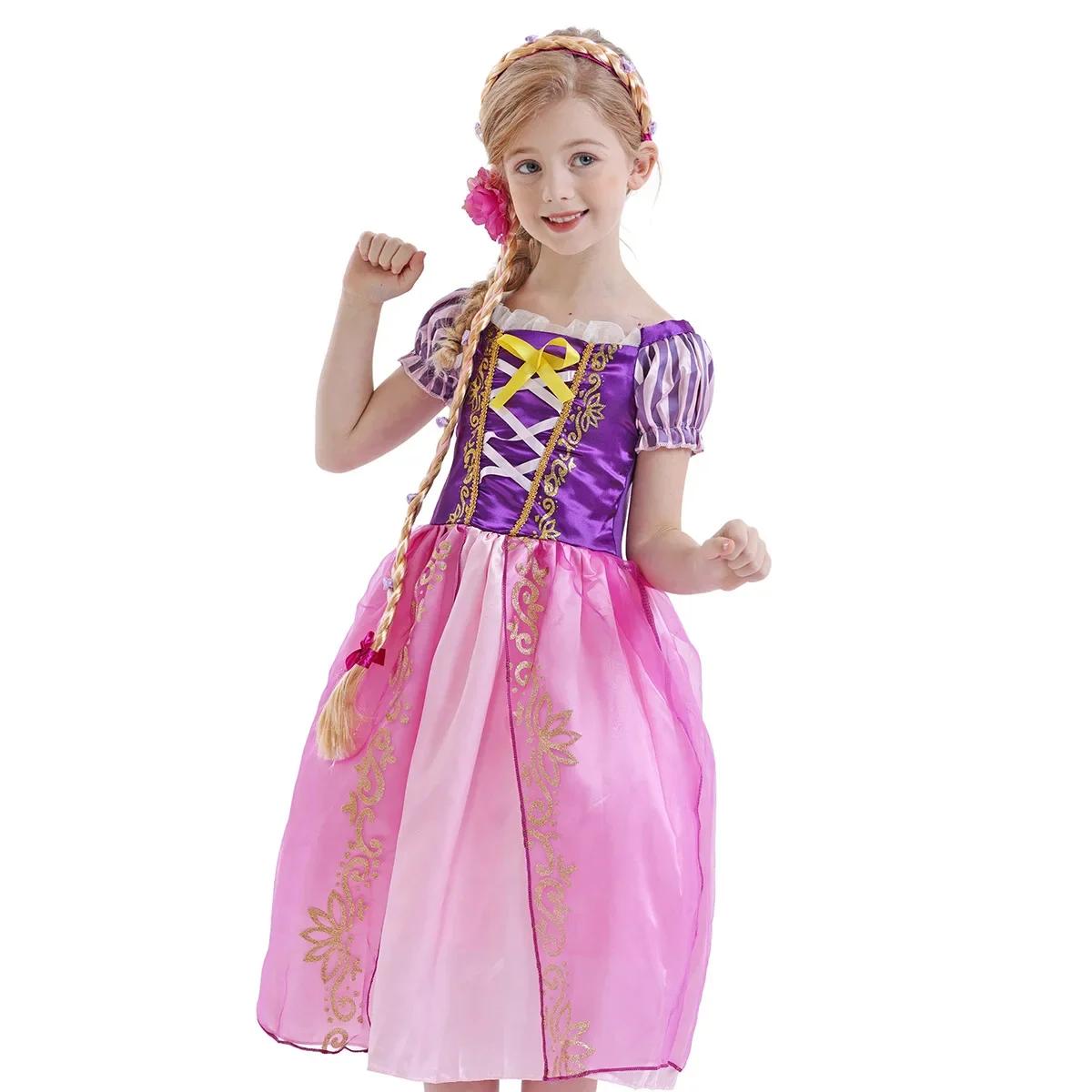 Robe cosplay Disney princesse Raiponce emmêlée enfant costume Halloween anniversaire fête