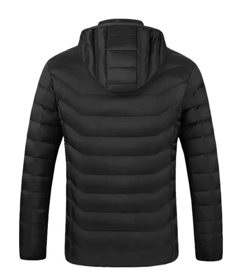 Nouveau manteau d'hiver en coton à capuche pour hommes, quatre contrôles, 21 zones, chauffage et réc