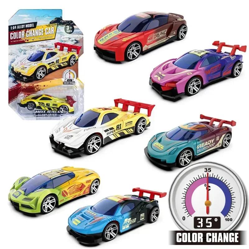Modèle de voiture de course magique à couleur changeante 1:64, inertie sensible à la température, jo