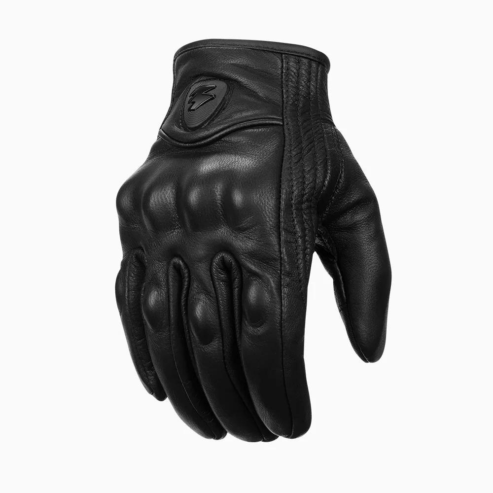 Gants de moto en cuir pour hommes et femmes, écran tactile, carbone, cyclisme, moteur, hiver, Hurbik