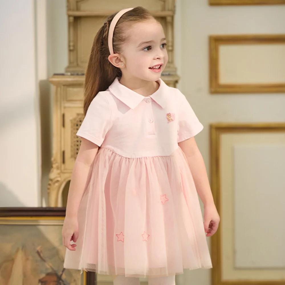 Robe rose douce pour filles Dave Bella, robe de princesse en maille pour l'été, vêtements pour enfan