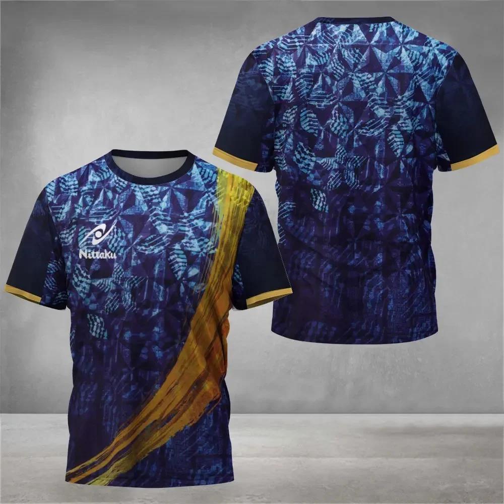 T-shirt de tennis de table Nittaku pour hommes, imprimé Victory Light, T-shirt de sport d'été pour h