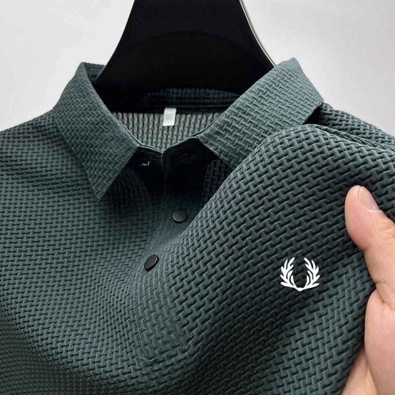 Polo homme décontracté uni respirant à motif floral, manches courtes, collection été 2026 – T-shirt 