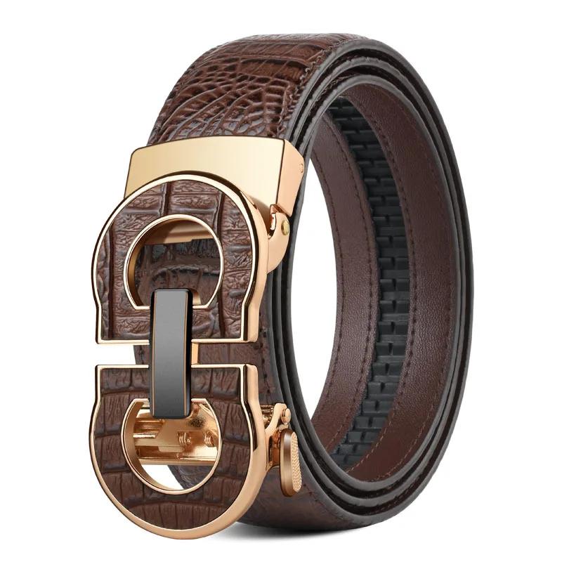 Ceinture élégante à boucle automatique pour hommes – Véritable motif carré texturé en faux, noir, de