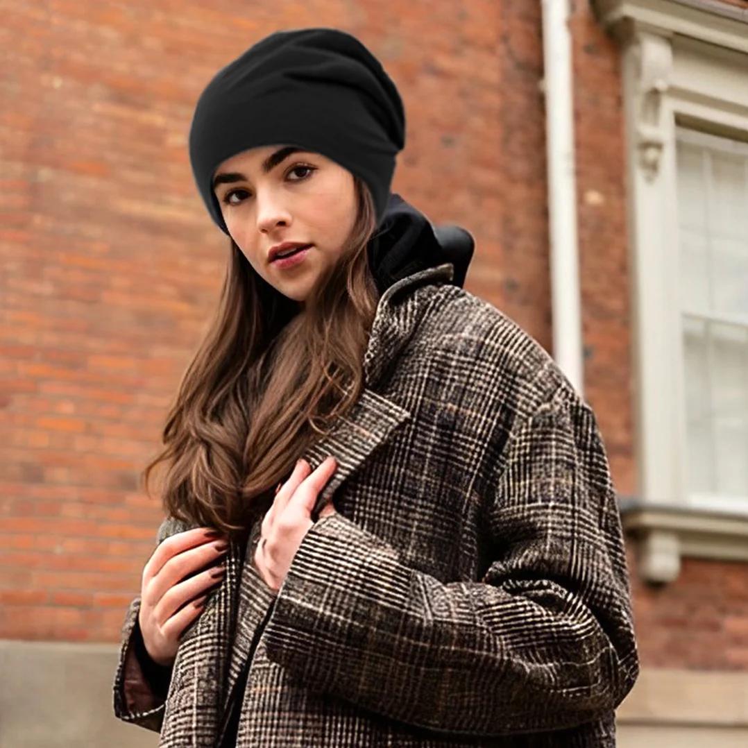 Bonnet Unisexe en Tissu Uni - Bonnet Doux et Léger pour l'Hiver, Chaud pour Hommes et Femmes, Hip-Ho