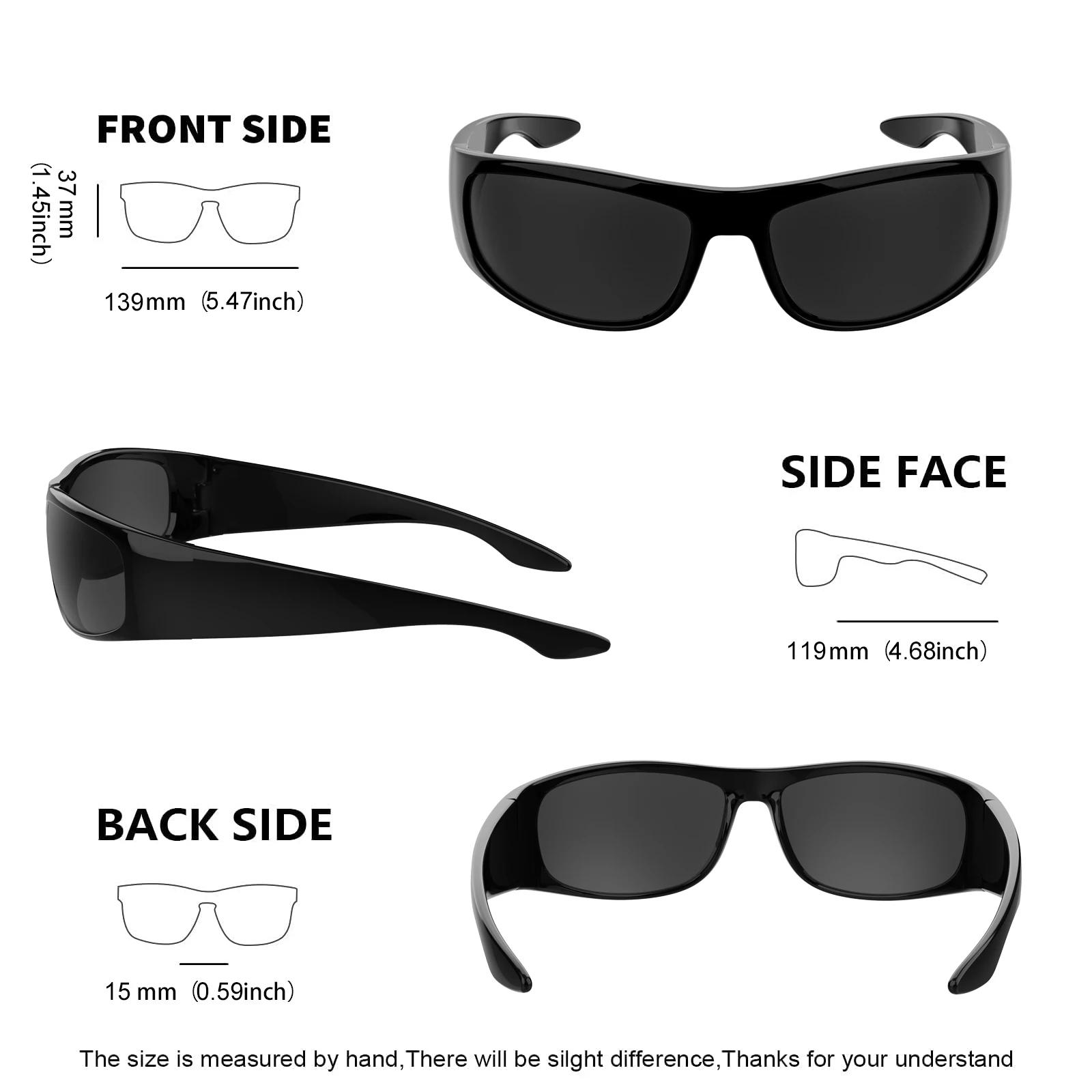 Lunettes de soleil foncées pour hommes, lunettes de soleil enveloppantes pour grandes têtes, lunette