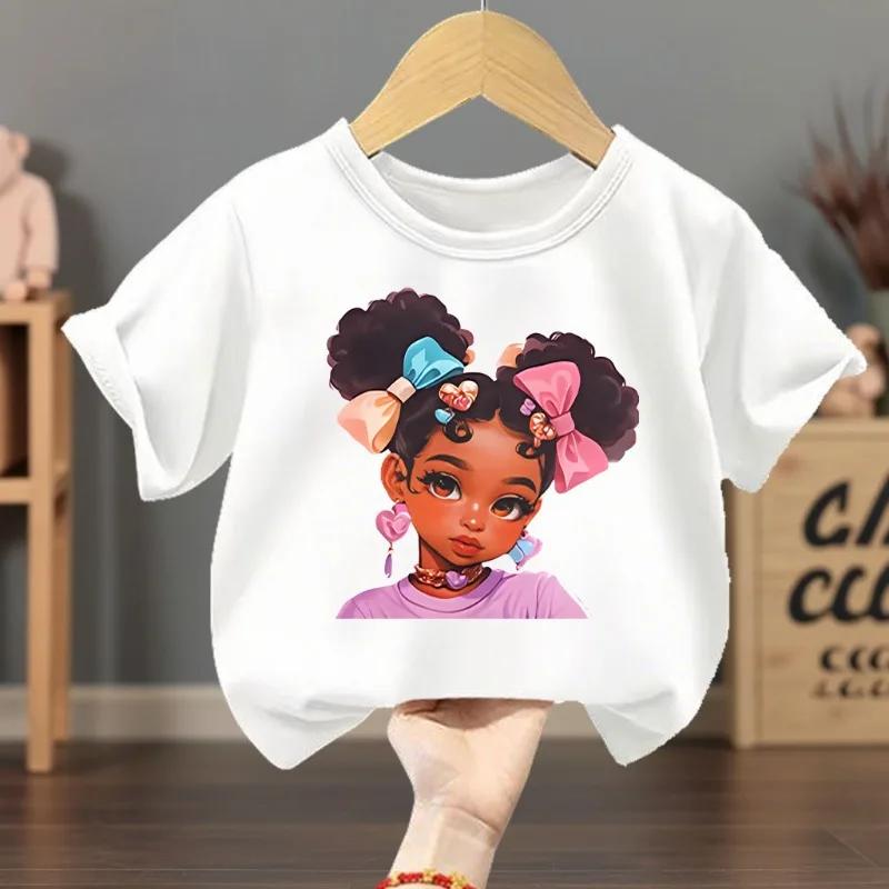T-shirts décontractés d'été pour filles, hauts imprimés à manches courtes pour enfants, respirants e