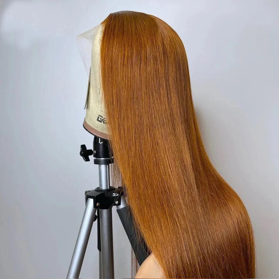 Perruque Lace Front Wig naturelle brésilienne, cheveux lisses, couleur blond vidéo HD, 13x6, pour fe