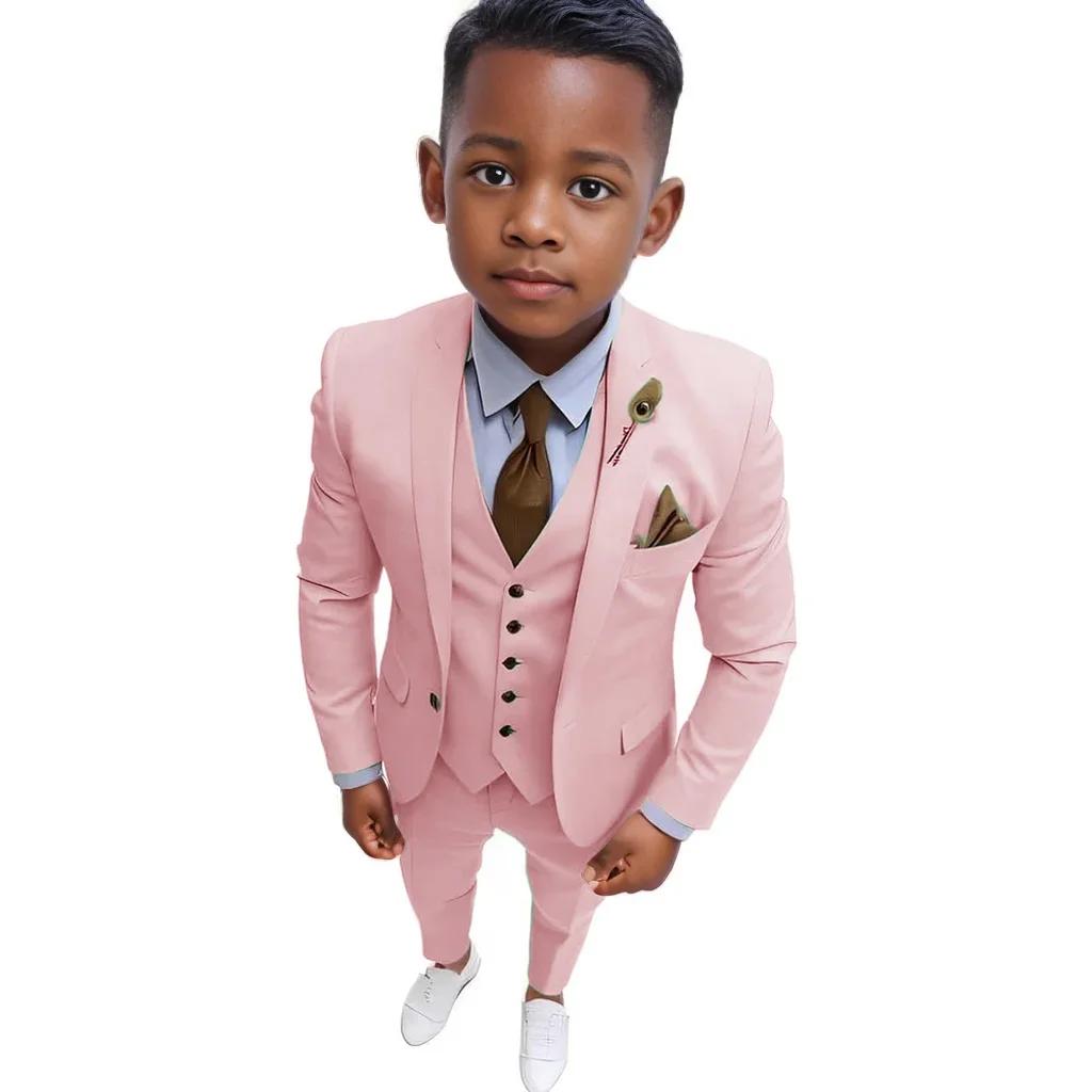 Ensemble de costume formel pour garçons de 3 à 16 ans, trois pièces, smoking élégant pour mariage, f