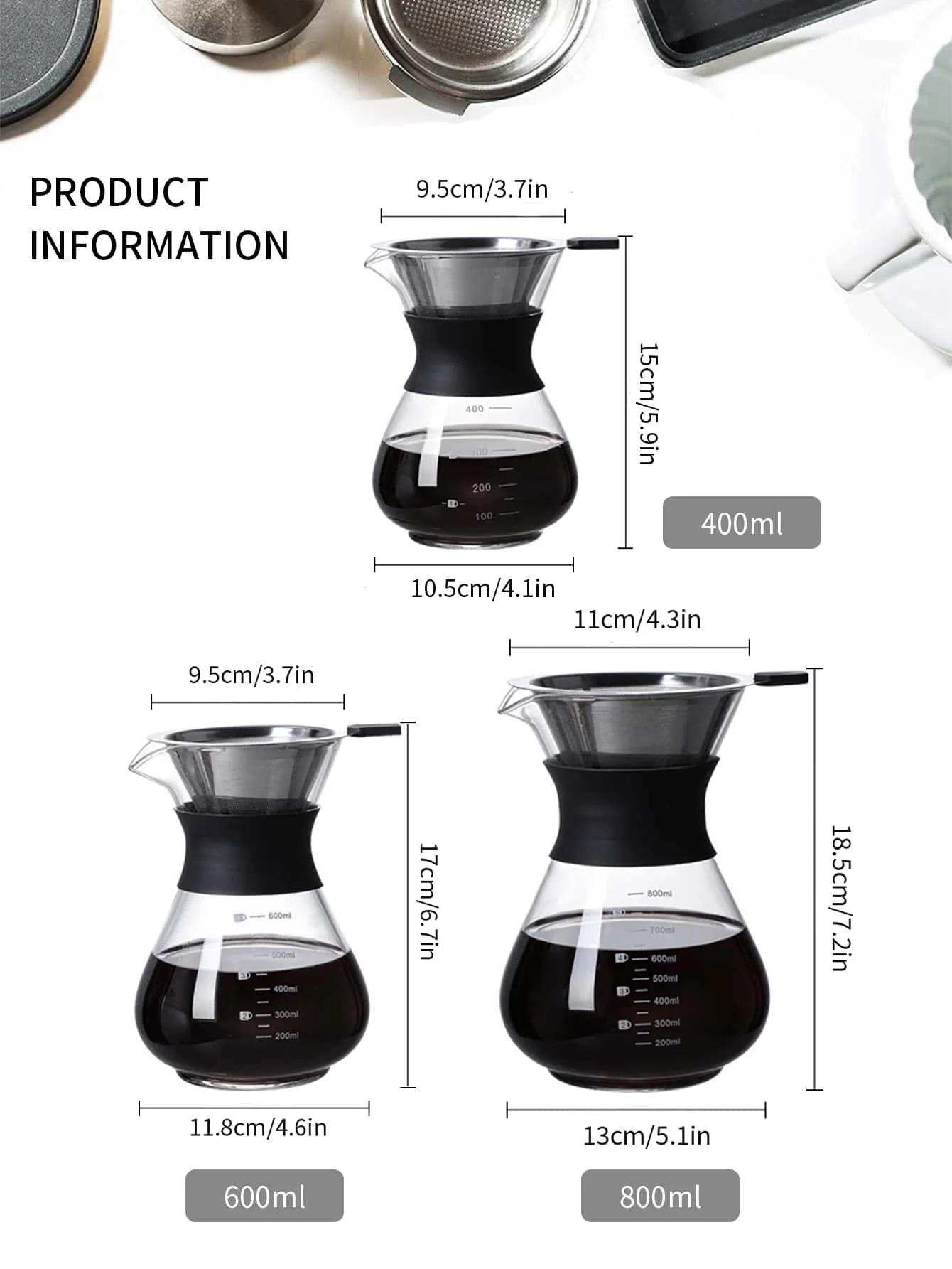 Leeseph Pour Over Coffee Brewer avec filtre à café en acier inoxydable, cafetière goutteur verser av