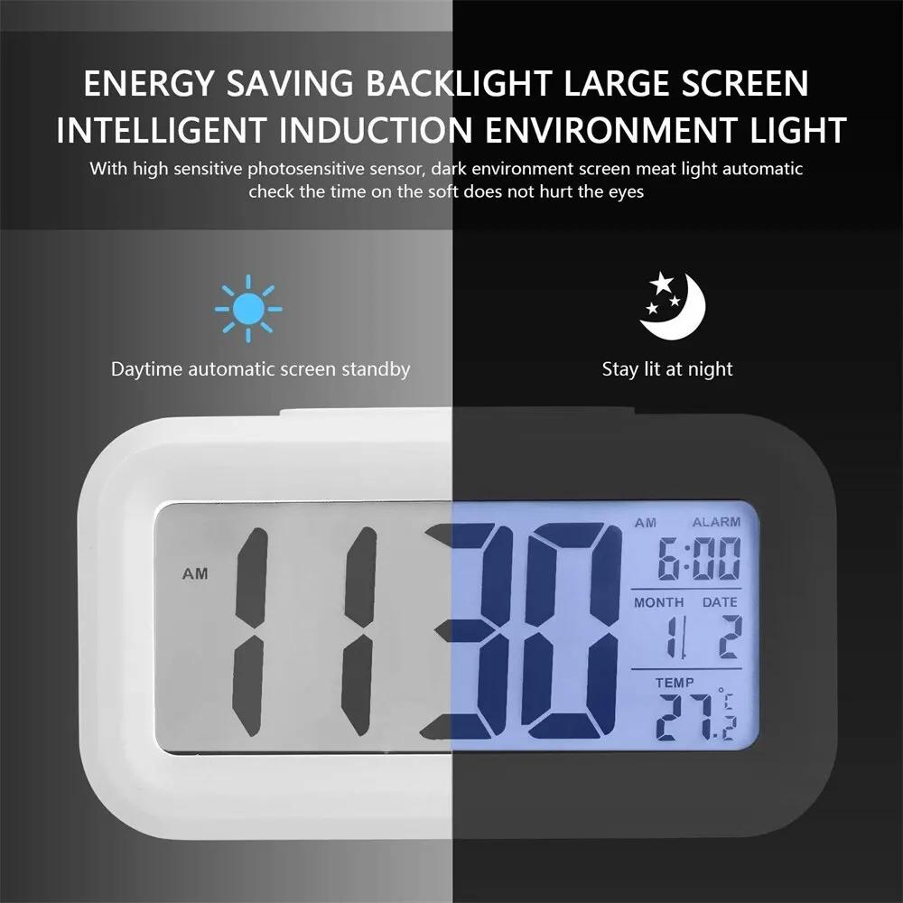 Réveil Numérique LED Rétro-Éclairé, Données Snooze, Calendrier, Bureau, Multifonction, Électronique,