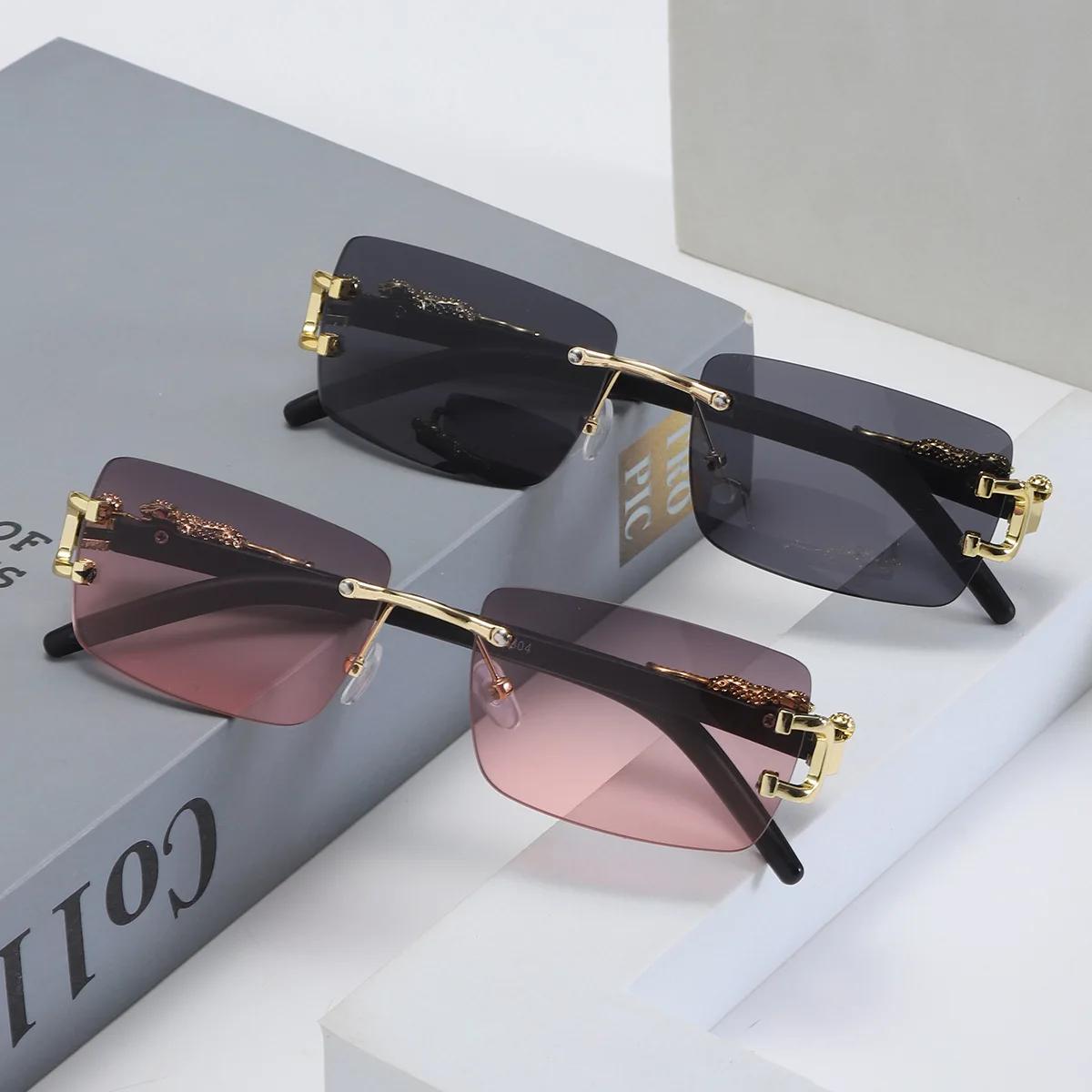 Lunettes de soleil rectangulaires personnalisées sans cadre pour femmes et hommes, 1 pièce, à la mod